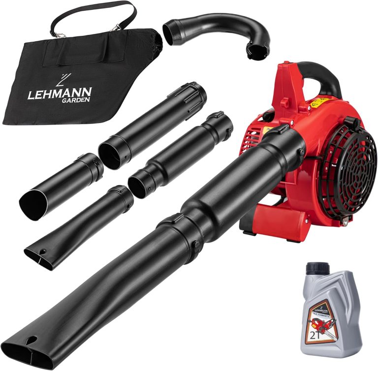 Lehmann Souffleur de Feuilles Thermique 4en1, aspirateur avec fonction broyage et sac de 50 L